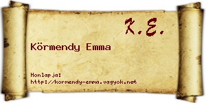 Körmendy Emma névjegykártya