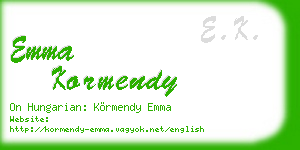 emma kormendy business card