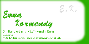 emma kormendy business card